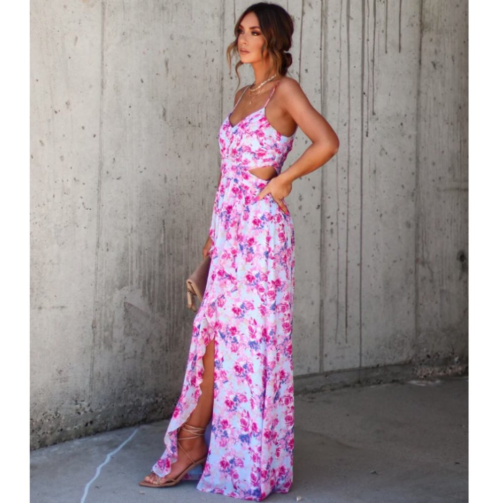 VICI Floral Cut Out Maxi Dress L